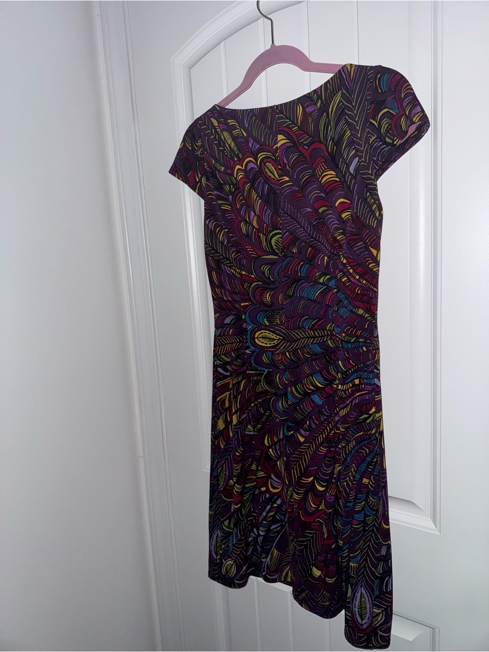 Evan Picone Size 6 Multicolor Peacock Feather Print Sheath Dress - Picture 3 of 4